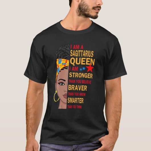 Sagittarius koningin ik ben sterker op de dag van t-shirt (Voorkant)