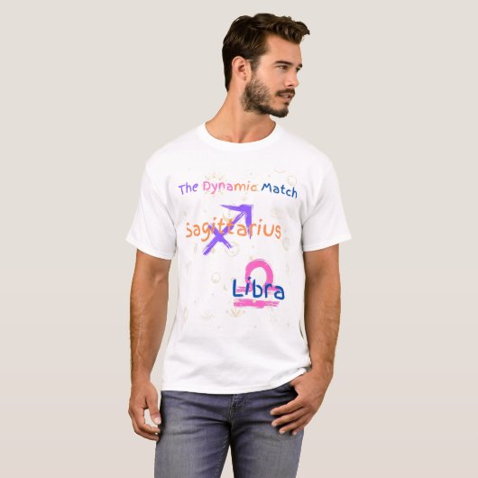 Sagittarius Libra Couple Zodiac T-Shirt (Voorkant volledig)