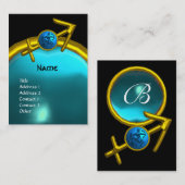 SAGITTARIUS MONOGRAM blauw zwart geel Visitekaartje (Voorkant / Achterkant)