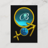 SAGITTARIUS MONOGRAM blauw zwart geel Visitekaartje (Achterkant)