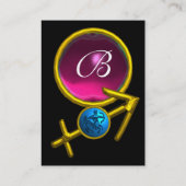 SAGITTARIUS MONOGRAM roze amethist blauw zwart Visitekaartje (Achterkant)