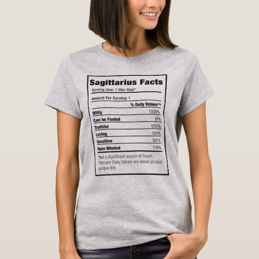 Sagittarius Nutrition Fact Zodiac T-Shirt (Voorkant)