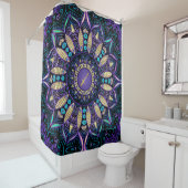 Sagittarius Paars Black Mandala Shower Curtain Douchegordijn (In situ)