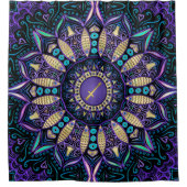 Sagittarius Paars Black Mandala Shower Curtain Douchegordijn (Voorkant)