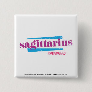 Sagittarius Paars Vierkante Button 5,1 Cm