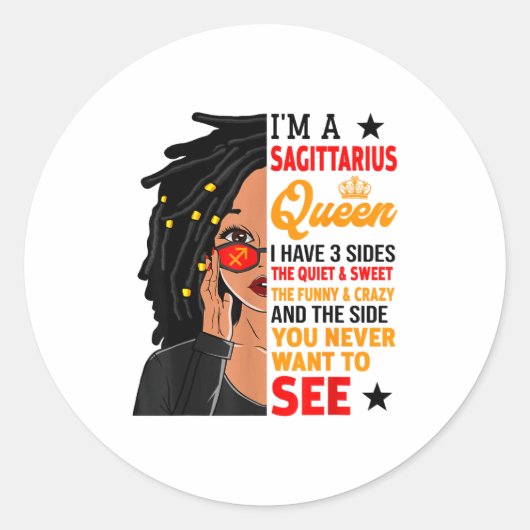 Sagittarius Queen African American Loc'd Woman Zod Ronde Sticker (Voorkant)