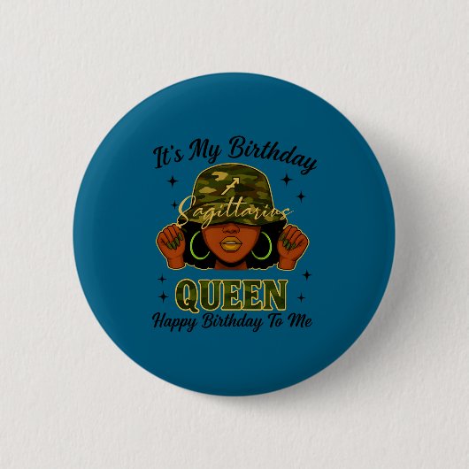 Sagittarius Queen Black Woman With Cap Camo It's M Ronde Button 5,7 Cm (Voorkant)