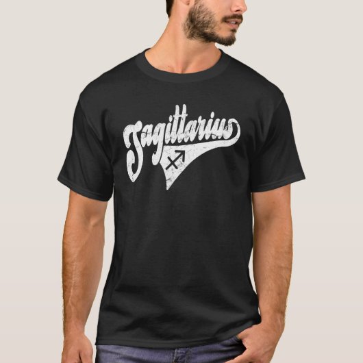Sagittarius Retro Zodiac, Astrology, Horoscope, Sa T-shirt (Voorkant)