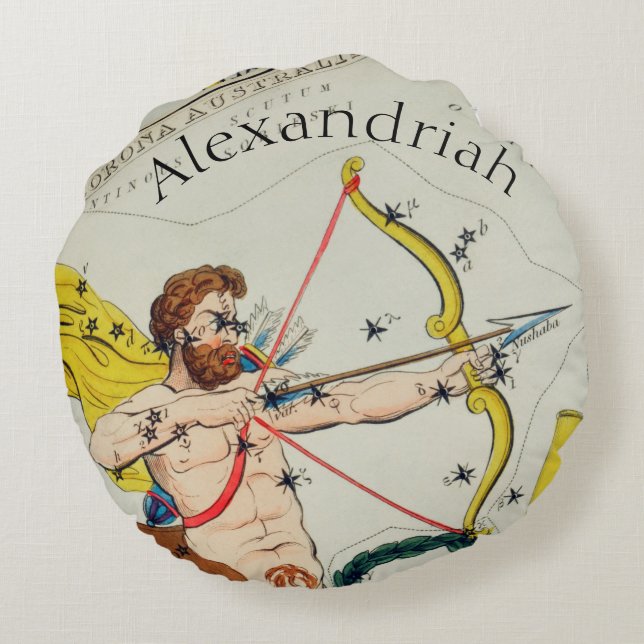 Sagittarius Round Pillo Rond Kussen (Achterkant)