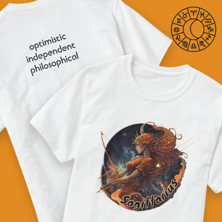 Sagittarius Rust Oranje en Gold Waterverf Zodiac T-shirt