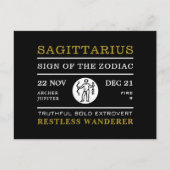 Sagittarius Sign van de Zodiac, Astrologisch Briefkaart (Voorkant)