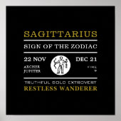 Sagittarius Sign van de Zodiac, Astrologisch Poster (Voorkant)