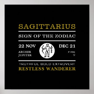 Sagittarius Sign van de Zodiac, Astrologisch Poster