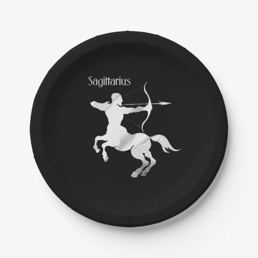Sagittarius Silver Archer Zodiac Papieren Bordje (Voorkant)
