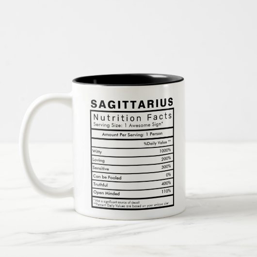 Sagittarius Star Sign Nutrition Facts Statistics Tweekleurige Koffiemok (Links)