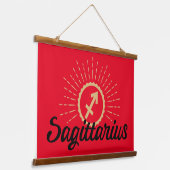 Sagittarius Starburst Symbol Red Hangend Wandkleed (Gebogen)
