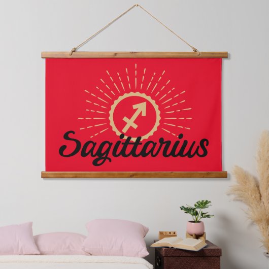 Sagittarius Starburst Symbol Red Hangend Wandkleed (Slaapkamer)
