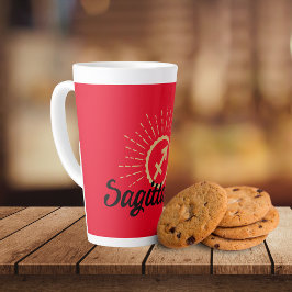 Sagittarius Starburst Symbol Red Latte Mok
