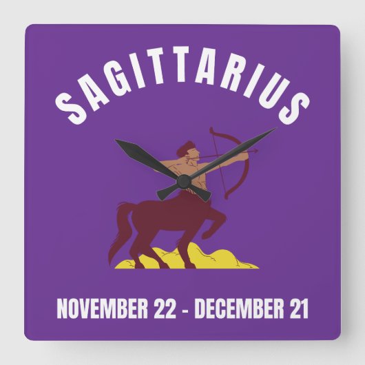Sagittarius-sterbord Vierkante Klok (Voorkant)