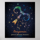 Sagittarius Sterrenbeeld Dierenriem Waterverf Ster Poster (Voorkant)
