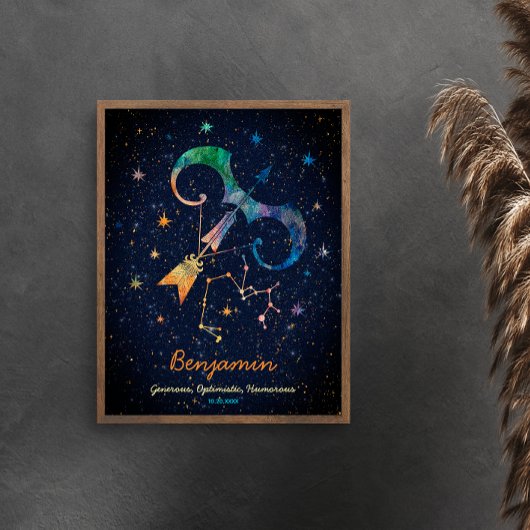 Sagittarius Sterrenbeeld Dierenriem Waterverf Ster Poster