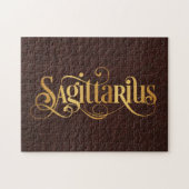 Sagittarius Swirly Script Gold op leder Legpuzzel (Horizontaal)