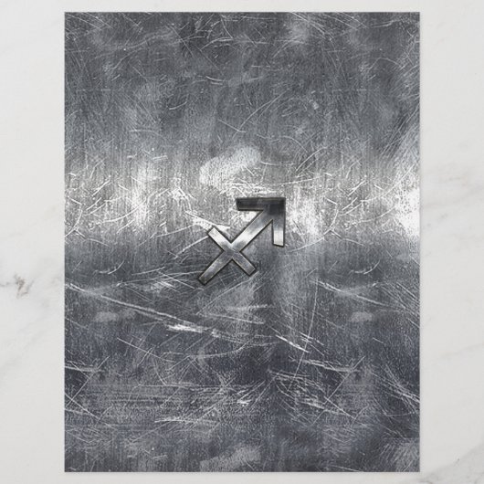 Sagittarius Symbool Grunge Distress Steel Style (Voorkant)