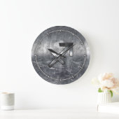 Sagittarius Symbool Grunge Distress Steel Style Grote Klok (Huis)