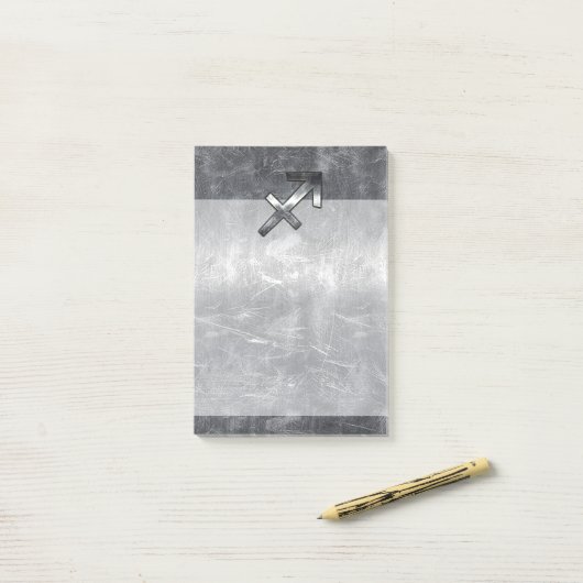 Sagittarius Symbool Grunge Distress Steel Style Post-it® Notes (Op bureau)