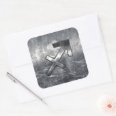 Sagittarius Symbool Grunge Distress Steel Style Vierkante Sticker (Envelop)