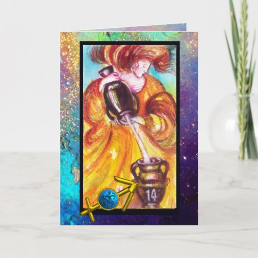 SAGITTARIUS, TEMPERANTIE TAROT ZODIAC BIRTHDAY KAART (Voorkant)