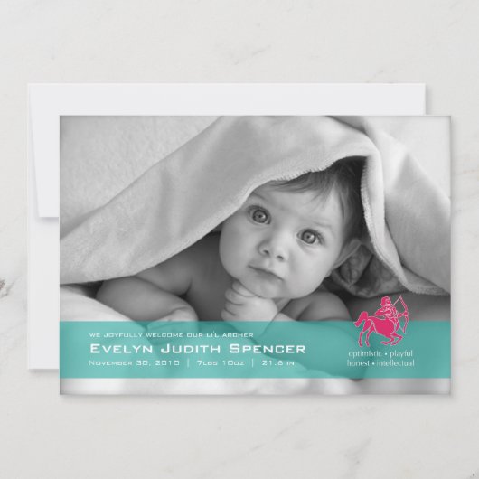 Sagittarius the Archer Foto Birth Announance Aankondiging (Voorkant)