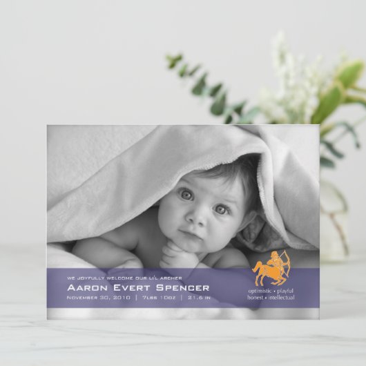 Sagittarius the Archer Foto Birth Announance Aankondiging (Staand voorkant)