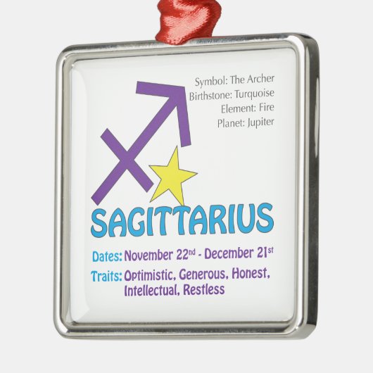 Sagittarius Traits Square Ornament (Links)