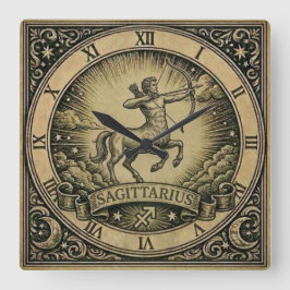 Sagittarius Vintage Zodiac Wall Clock Vierkante Klok