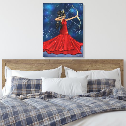 Sagittarius Vrouw Goddess - Galaxy Space Stars Canvas Afdruk (Insitu (Slaapkamer))