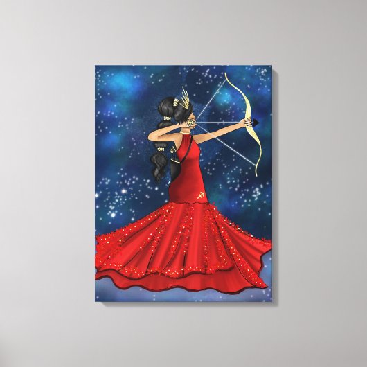 Sagittarius Vrouw Goddess - Galaxy Space Stars Canvas Afdruk (Voorkant)