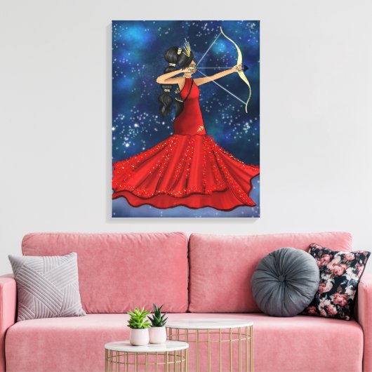 Sagittarius Vrouw Goddess - Galaxy Space Stars Canvas Afdruk (Insitu (Woonkamer))