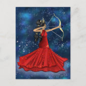 Sagittarius Vrouw Goddess Mode Illustratie Briefkaart (Voorkant)