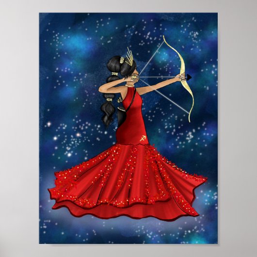 Sagittarius Vrouw Goddess Mode Illustratie Poster (Voorkant)
