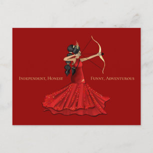 Sagittarius Vrouw Goddess - Red Briefkaart