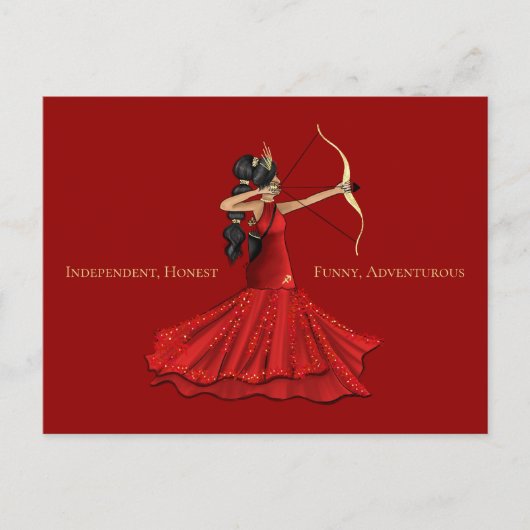 Sagittarius Vrouw Goddess - Red Briefkaart (Voorkant)