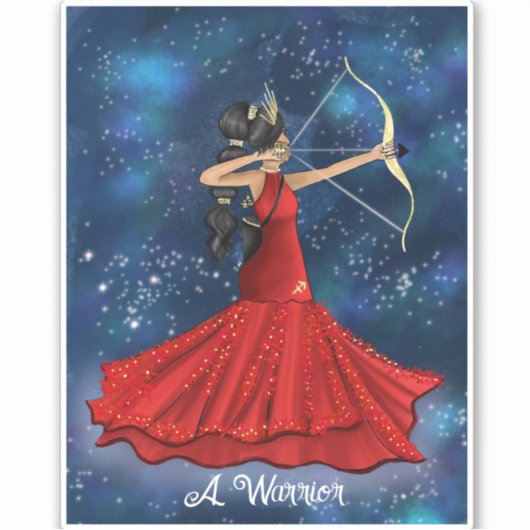 Sagittarius Vrouw godin met aangepaste tekst Sticker (Voorkant)