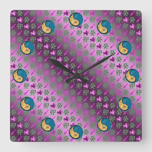 Sagittarius & Water Rabbit Vierkante Klok (Voorkant)