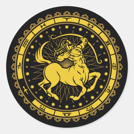Sagittarius - Zodiabord - Symbool - Horoscope Ronde Sticker (Voorkant)