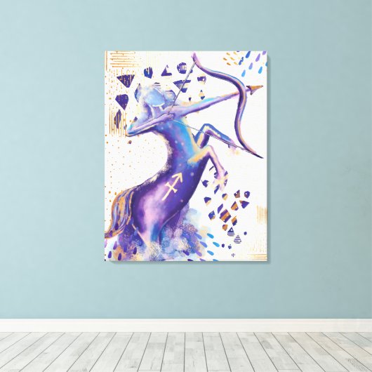 Sagittarius Zodiac Abstracte Waterverf Wall Art Canvas Afdruk (Insitu (Houten vloer))