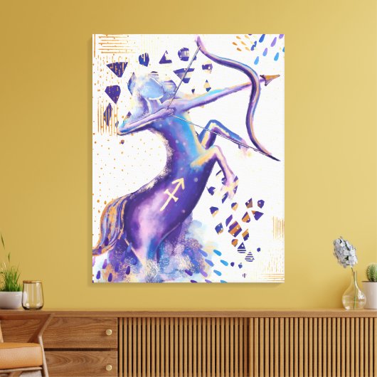 Sagittarius Zodiac Abstracte Waterverf Wall Art Canvas Afdruk (Insitu (Woonkamer))