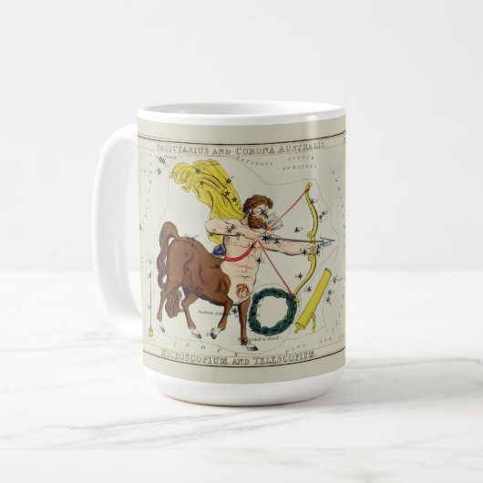Sagittarius Zodiac Antiek Astronomische Kaart Koffiemok (Voorkant links)