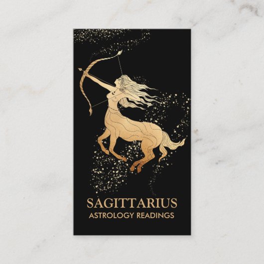 *~* SAGITTARIUS Zodiac Astrologie Lezingen zwart Visitekaartje (Voorkant)