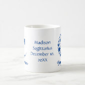 Sagittarius Zodiac Astrology Birthday Blue White Koffiemok (Center)